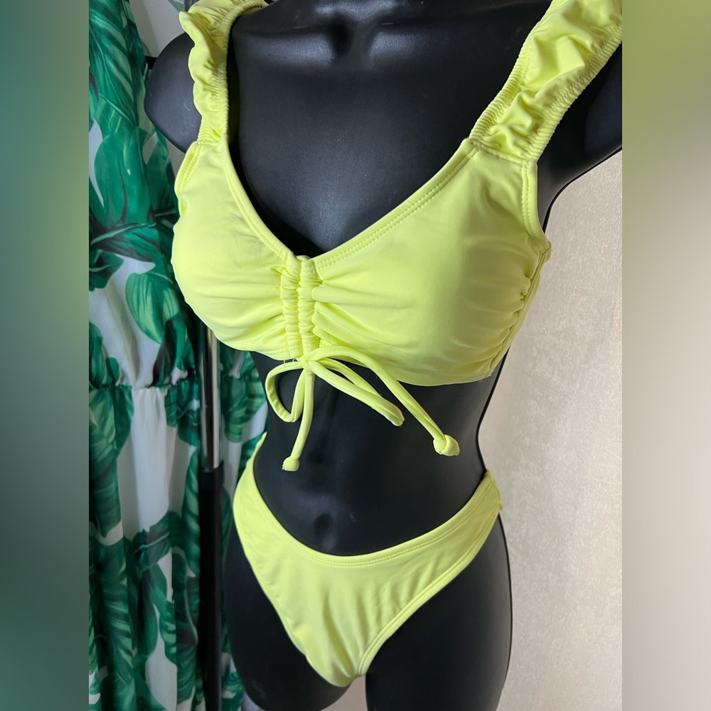 Lime green two-piece swimsuit